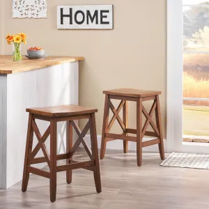 Contemporary Farmhouse Wooden Barstools (Set of 2) - NH245903 bar stool, counter stool