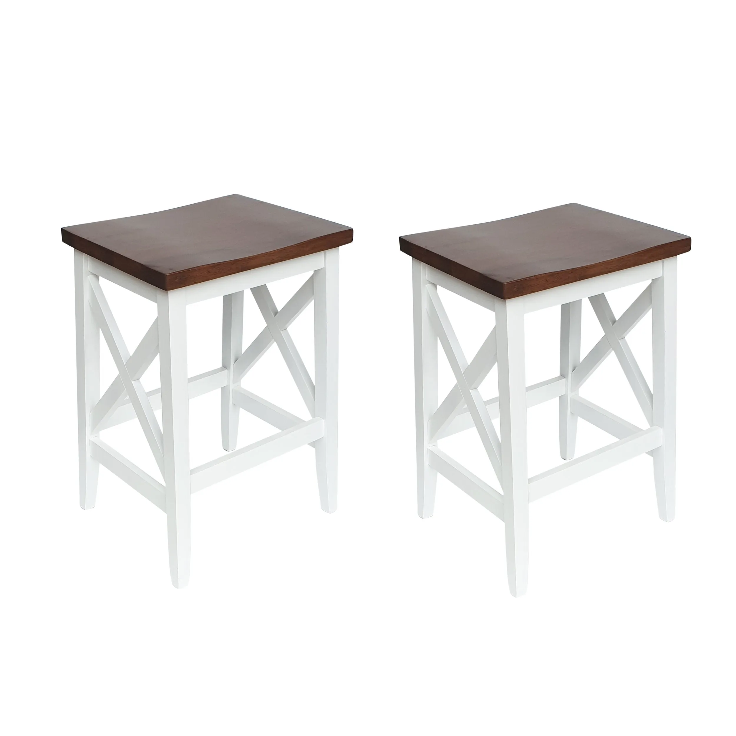 Contemporary Farmhouse Wooden Barstools (Set of 2) - NH245903