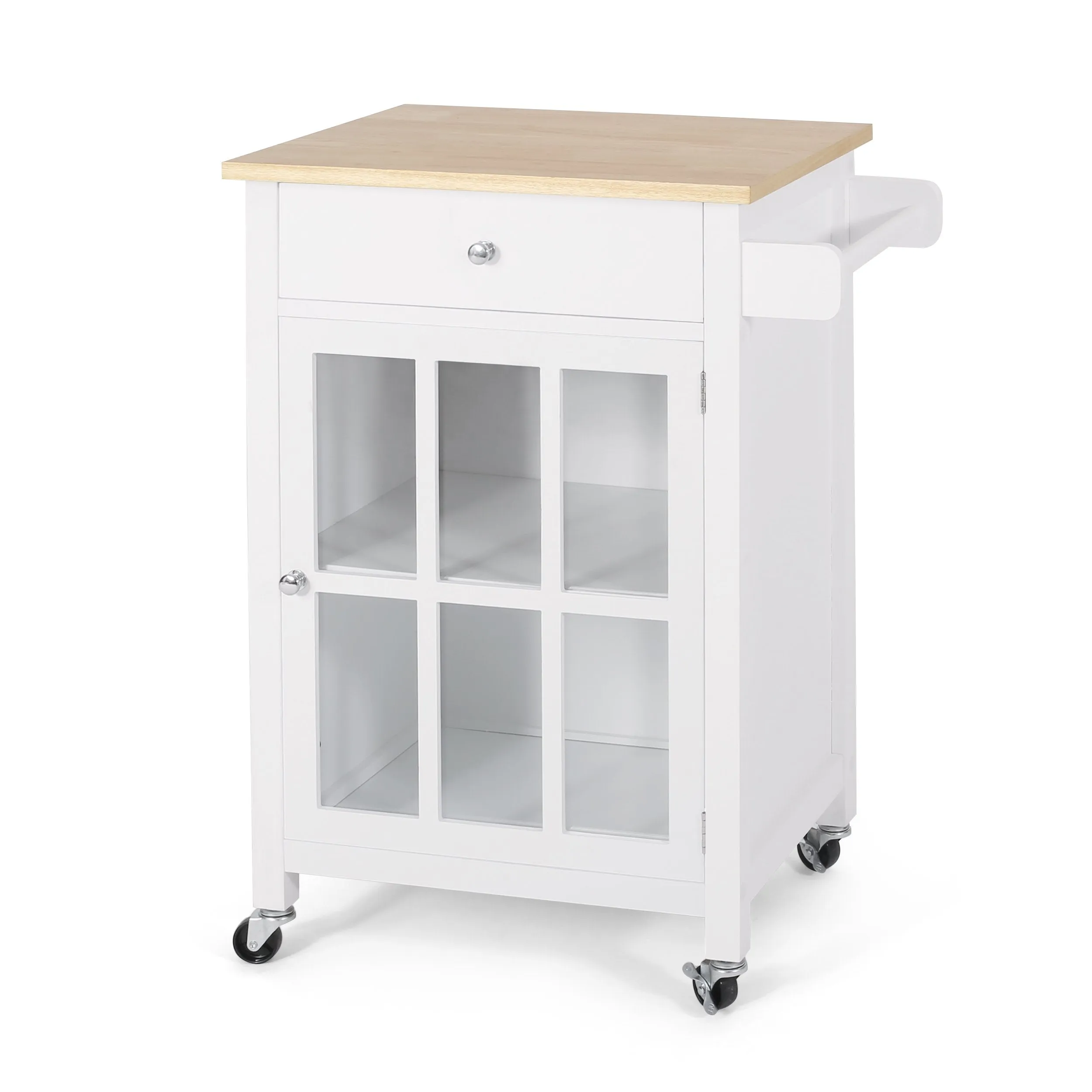Contemporary Glass Paneled Kitchen Cart - NH693413