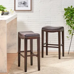 Contemporary Studded Fabric Bar Stool (Set of 2) - NH539013 bar stool, counter stool
