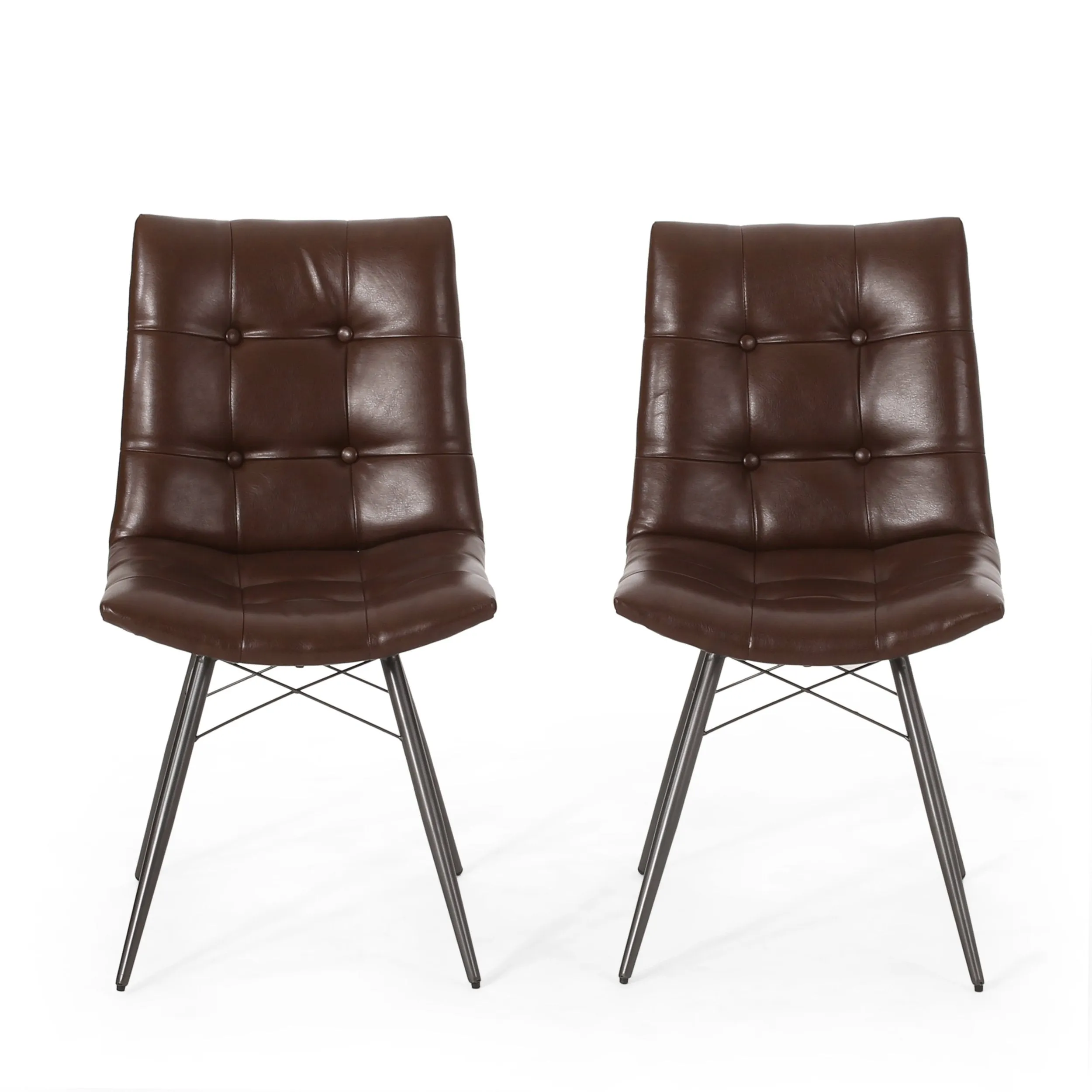 Contemporary Tufted Dining Chairs with Toothpick Legs, Set of 2 - NH843413
