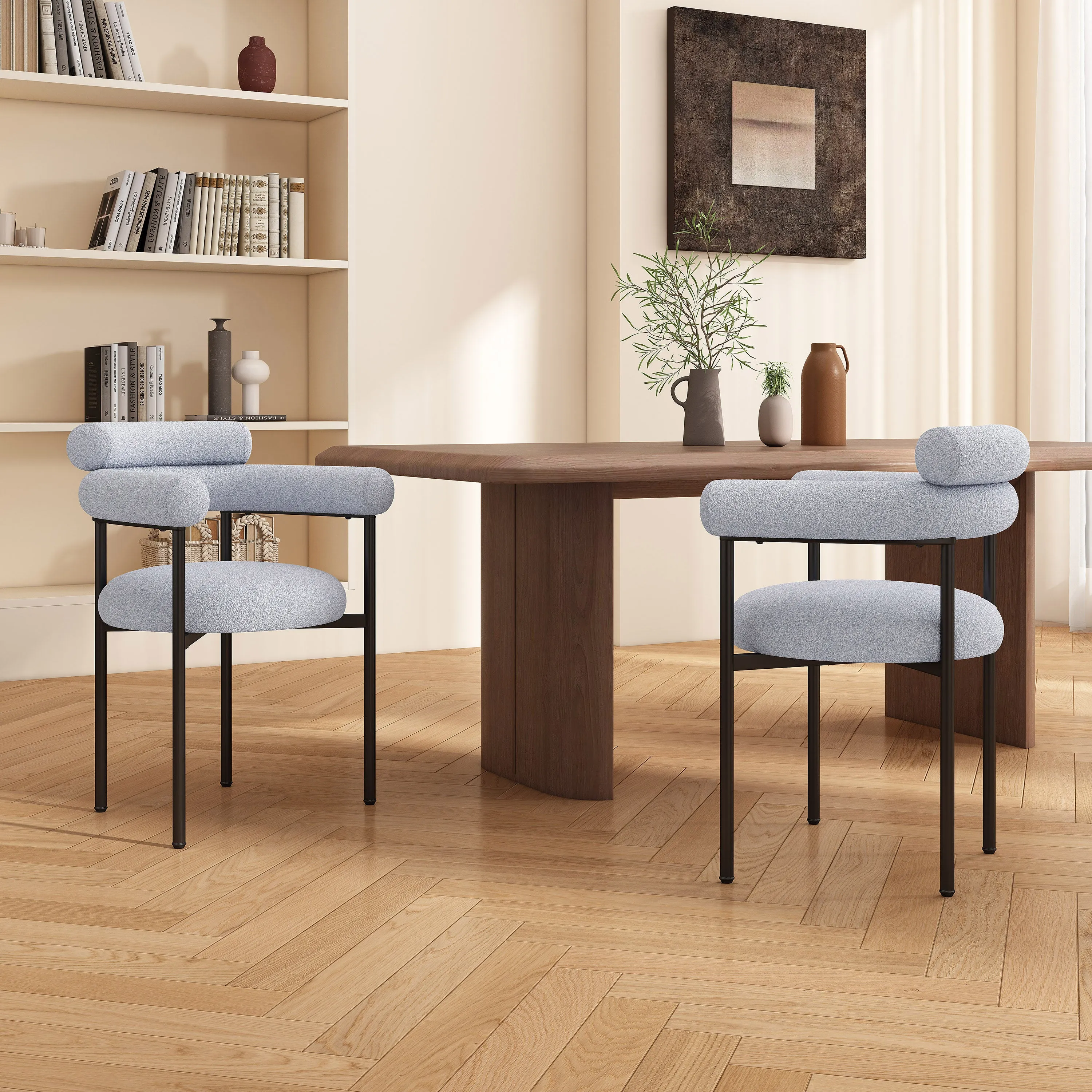 Contemporary Upholstered Dining Chair  Soft Cushioned Seat & Back dining table set, 6-piece dining set