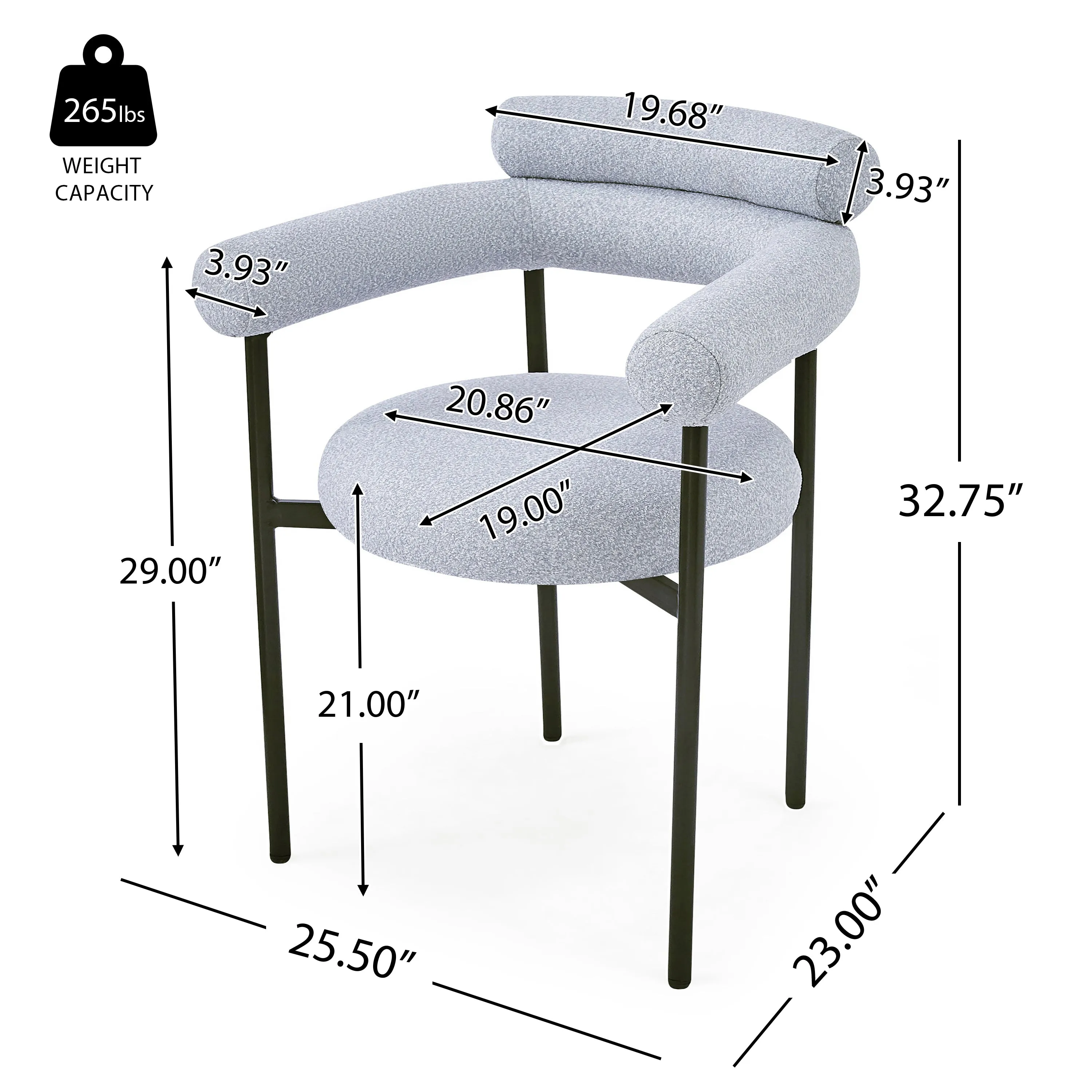 Contemporary Upholstered Dining Chair  Soft Cushioned Seat & Back