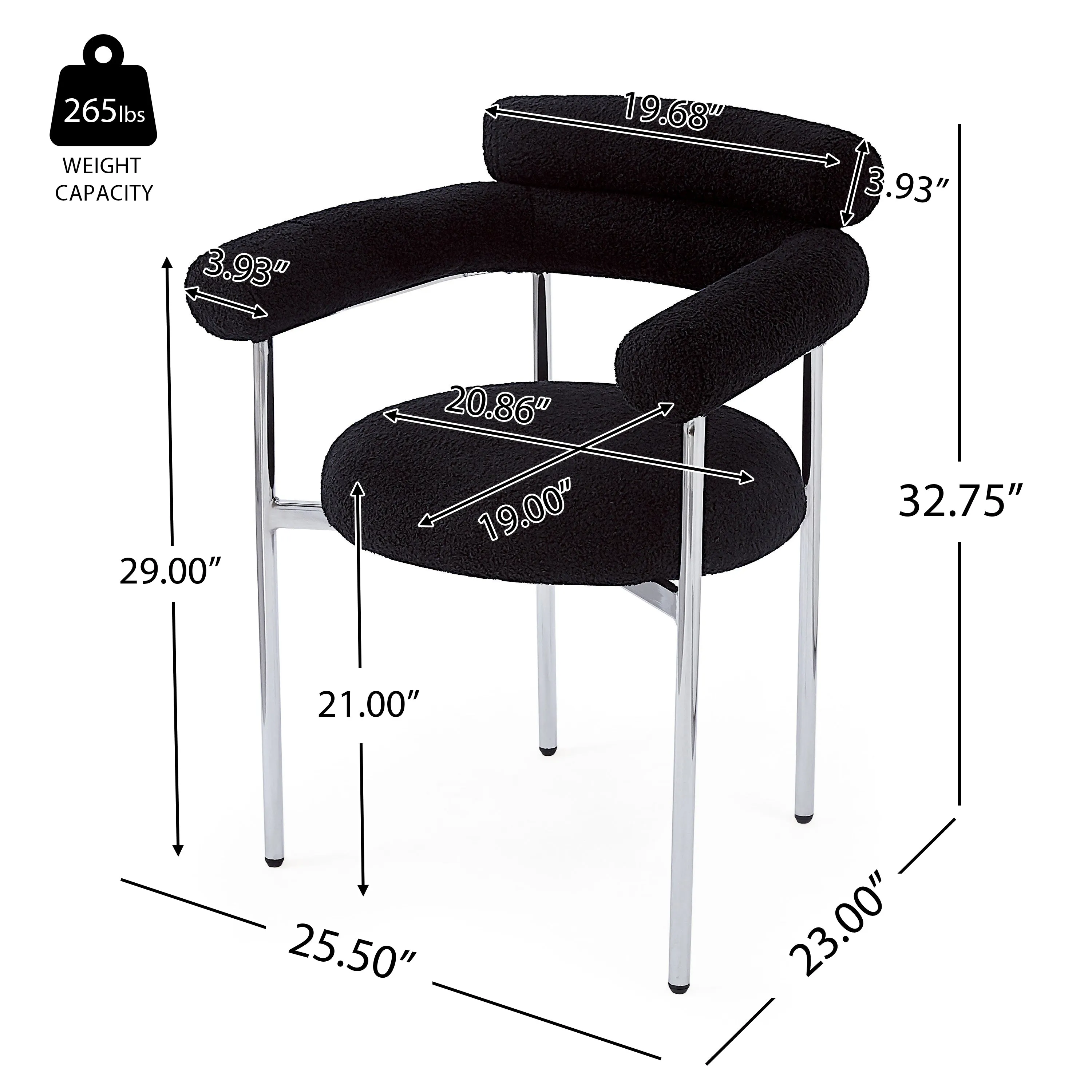 Contemporary Upholstered Dining Chair  Soft Cushioned Seat & Back