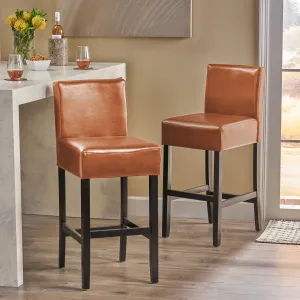 Contemporary Upholstered Ivory Bonded Leather Backed Barstools (Set of 2) - NH243112 bar stool, counter stool