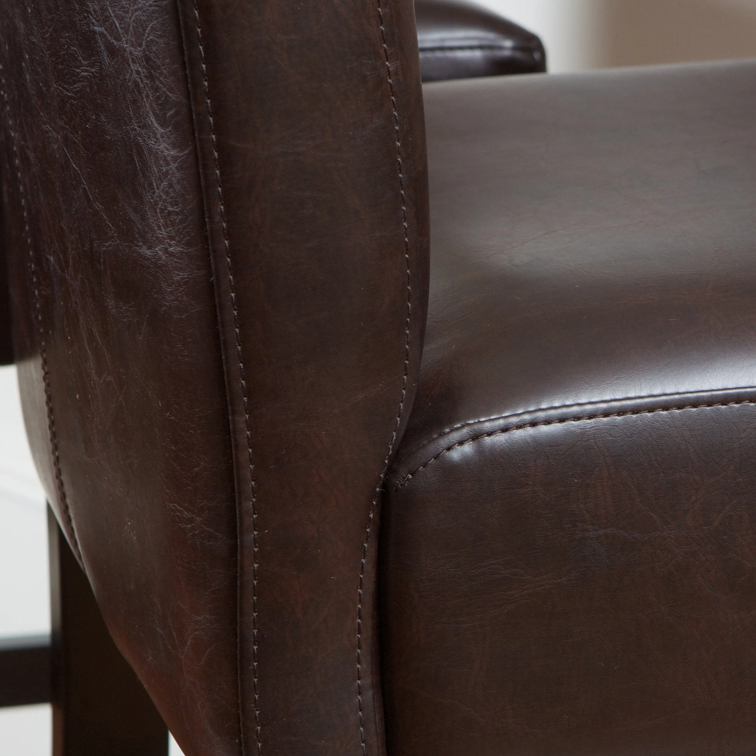Contemporary Upholstered Ivory Bonded Leather Backed Barstools (Set of 2) - NH243112