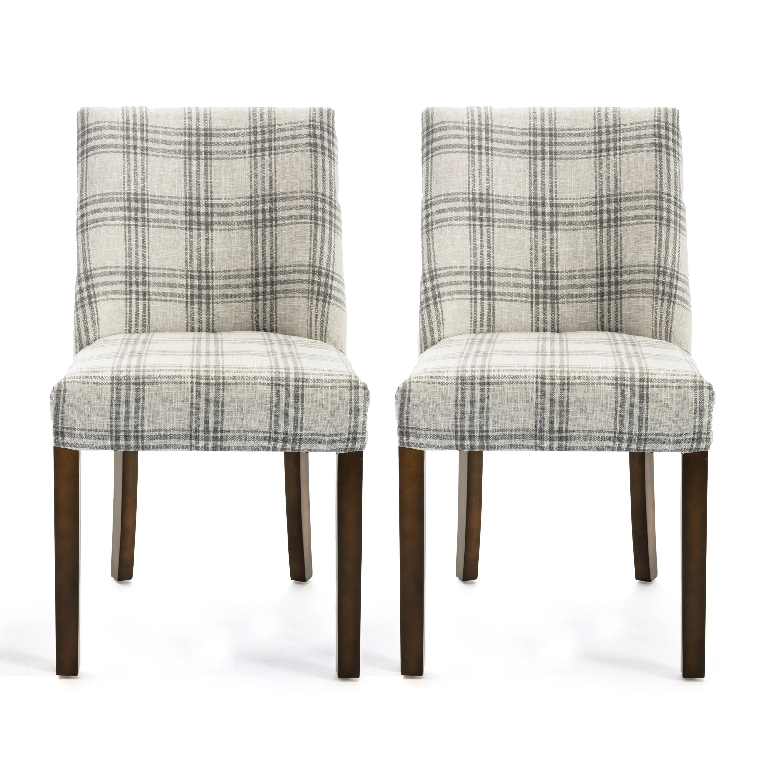 Contemporary Upholstered Plaid Dining Chairs, Set of 2 - NH235513 dining table set, 6-piece dining set