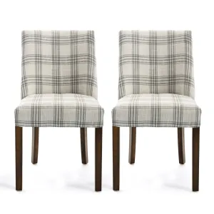 Contemporary Upholstered Plaid Dining Chairs, Set of 2 - NH235513 dining table set, 6-piece dining set