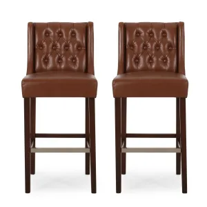 Contemporary Wingback Faux Leather Barstools (Set of 2) - NH362313 bar stool, counter stool