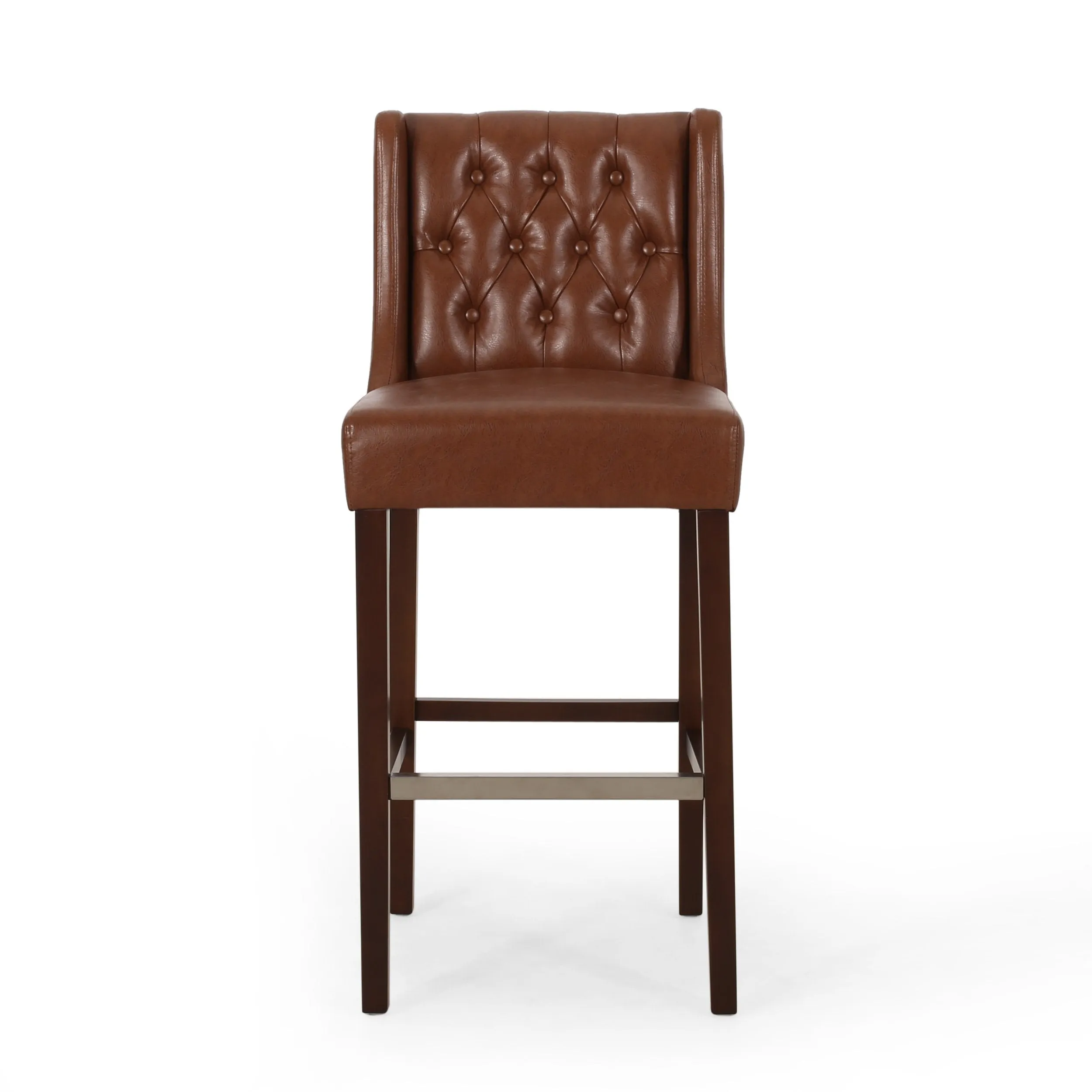 Contemporary Wingback Faux Leather Barstools (Set of 2) - NH362313