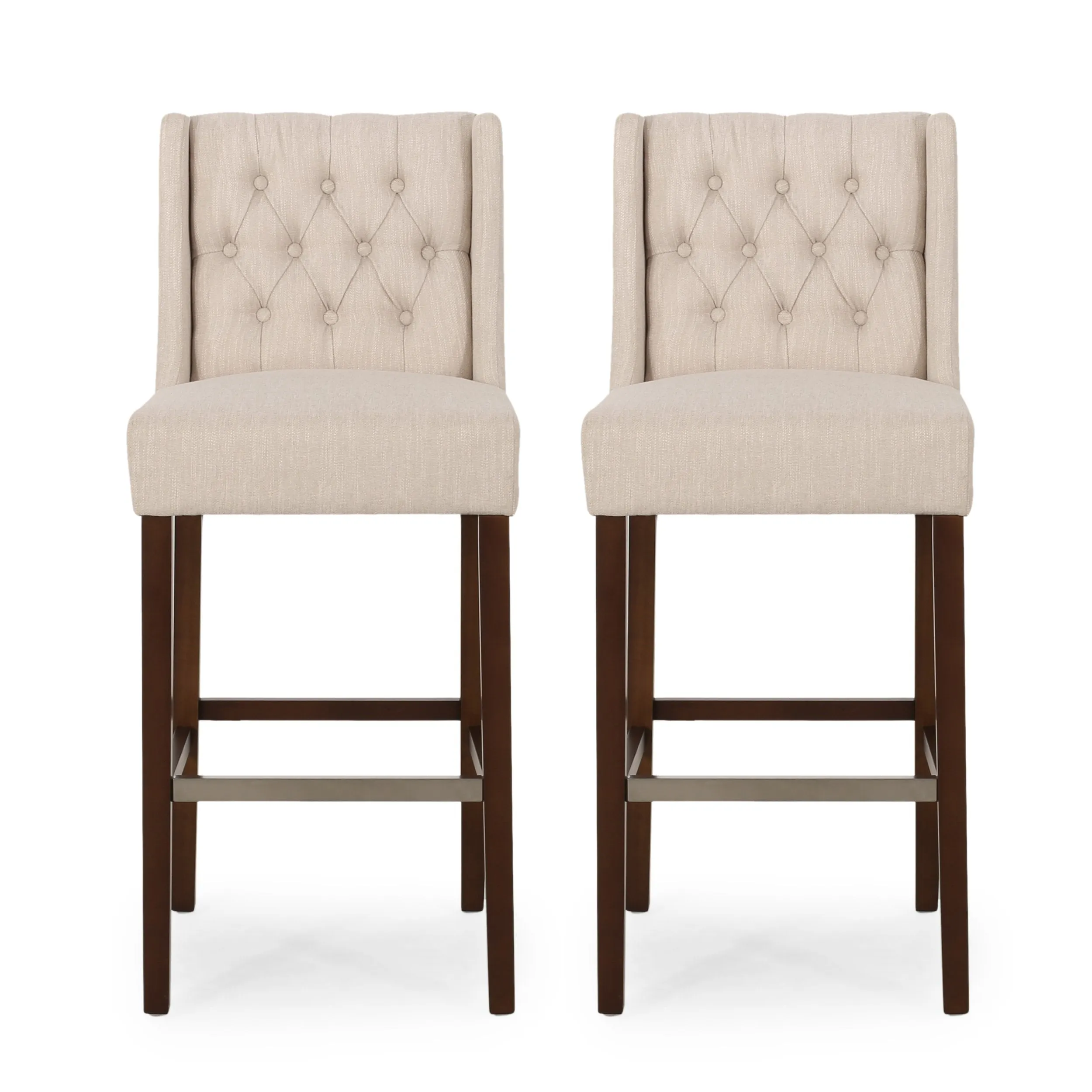 Contemporary Wingback Faux Leather Barstools (Set of 2) - NH362313