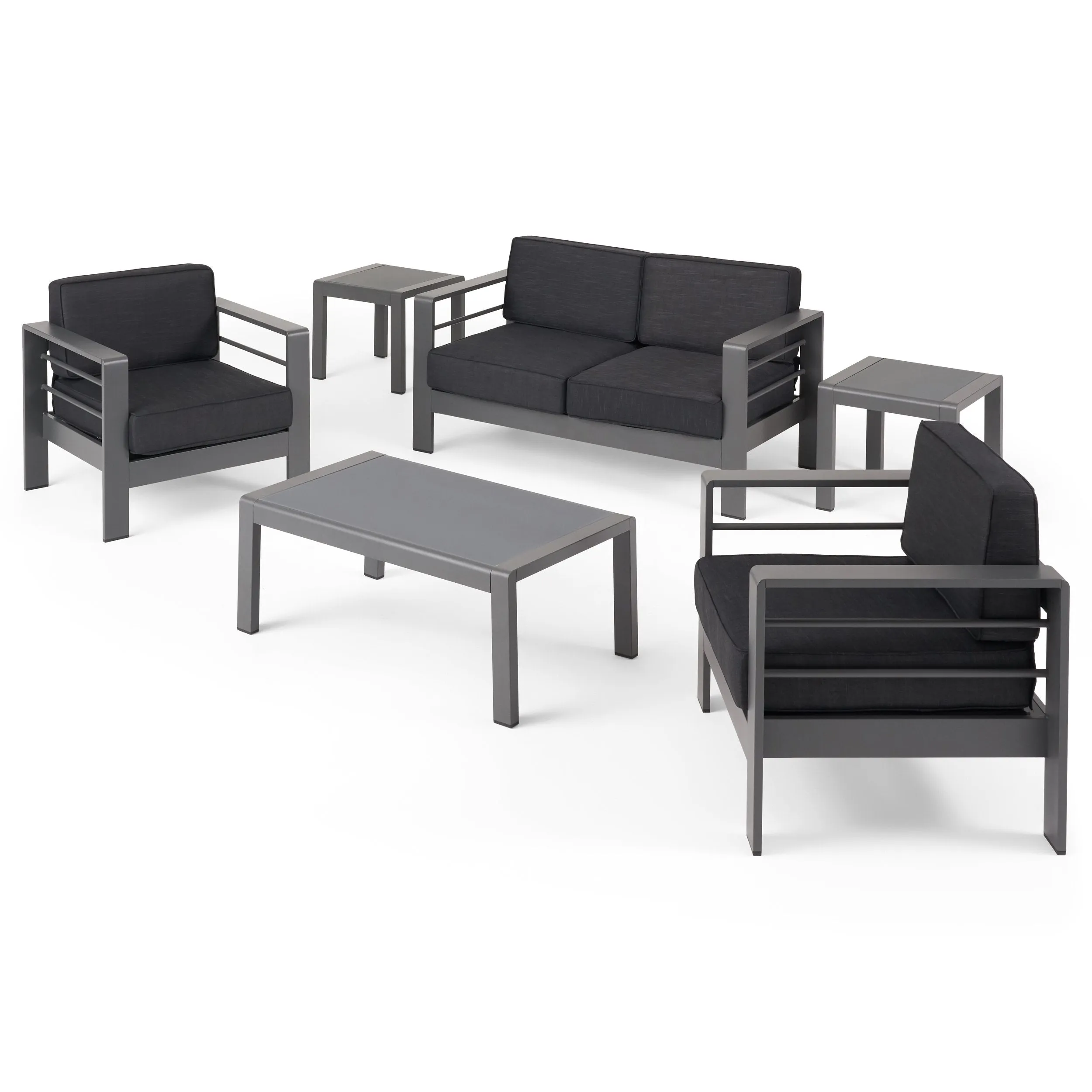 Coral Outdoor 4 Seater Aluminum Chat Set with 2 Side Table - NH075903
