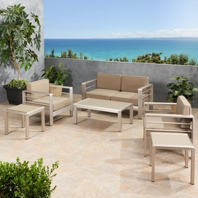 Coral Outdoor 4 Seater Aluminum Chat Set with 2 Side Table - NH075903 cushion cover, soft furnishing