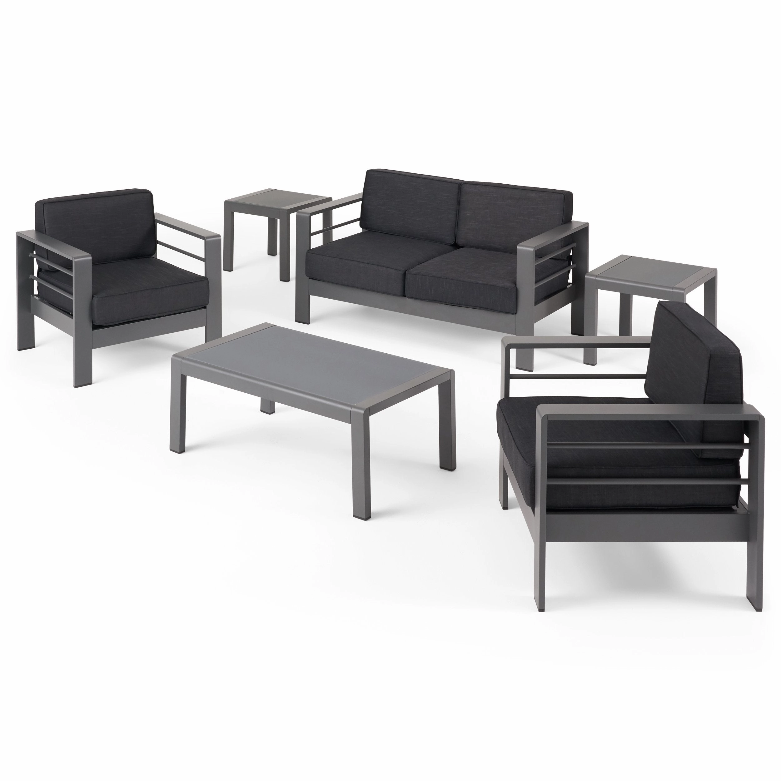 Coral Outdoor 4 Seater Aluminum Chat Set with 2 Side Table - NH075903