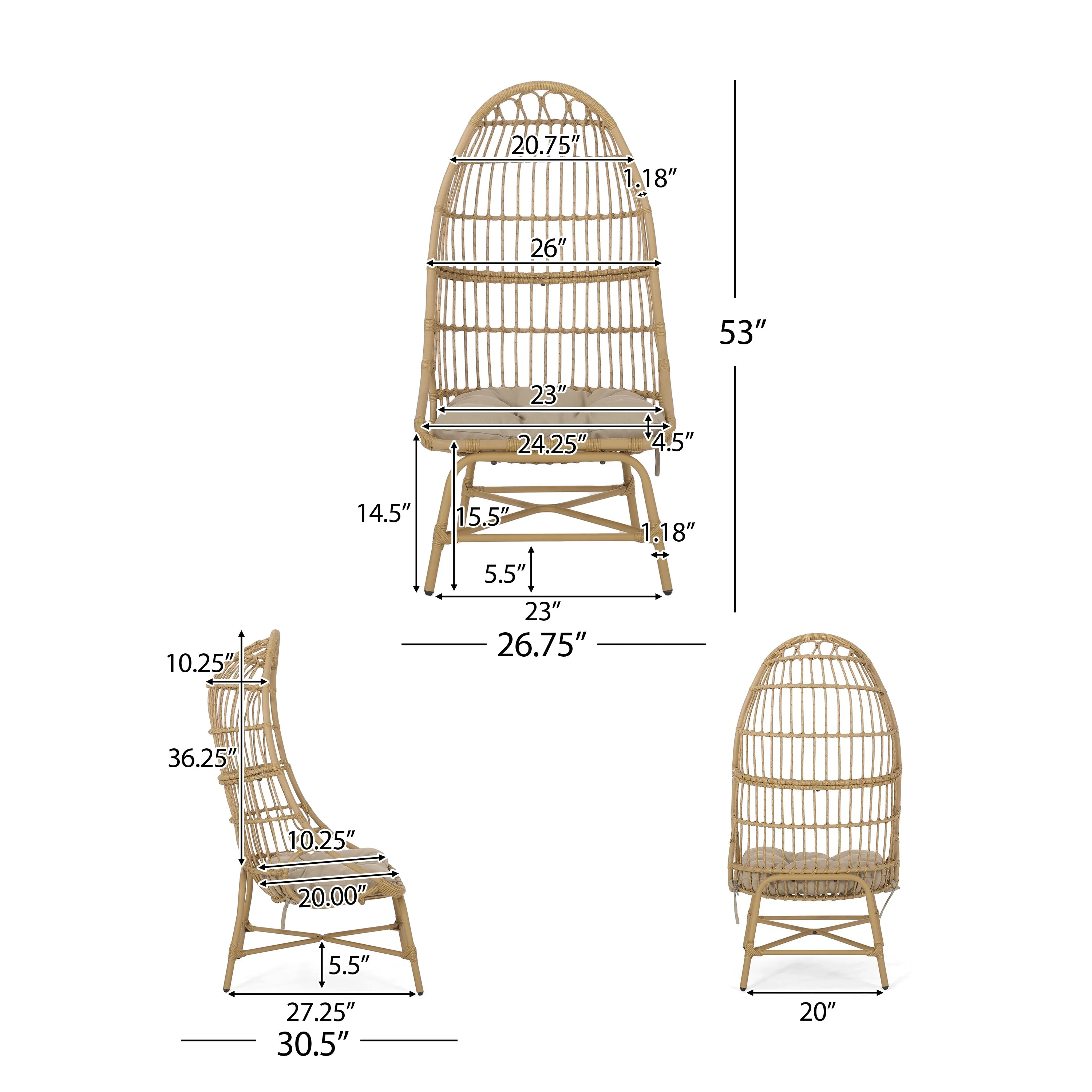 Cortina Outdoor Wicker Basket Chair with Cushion