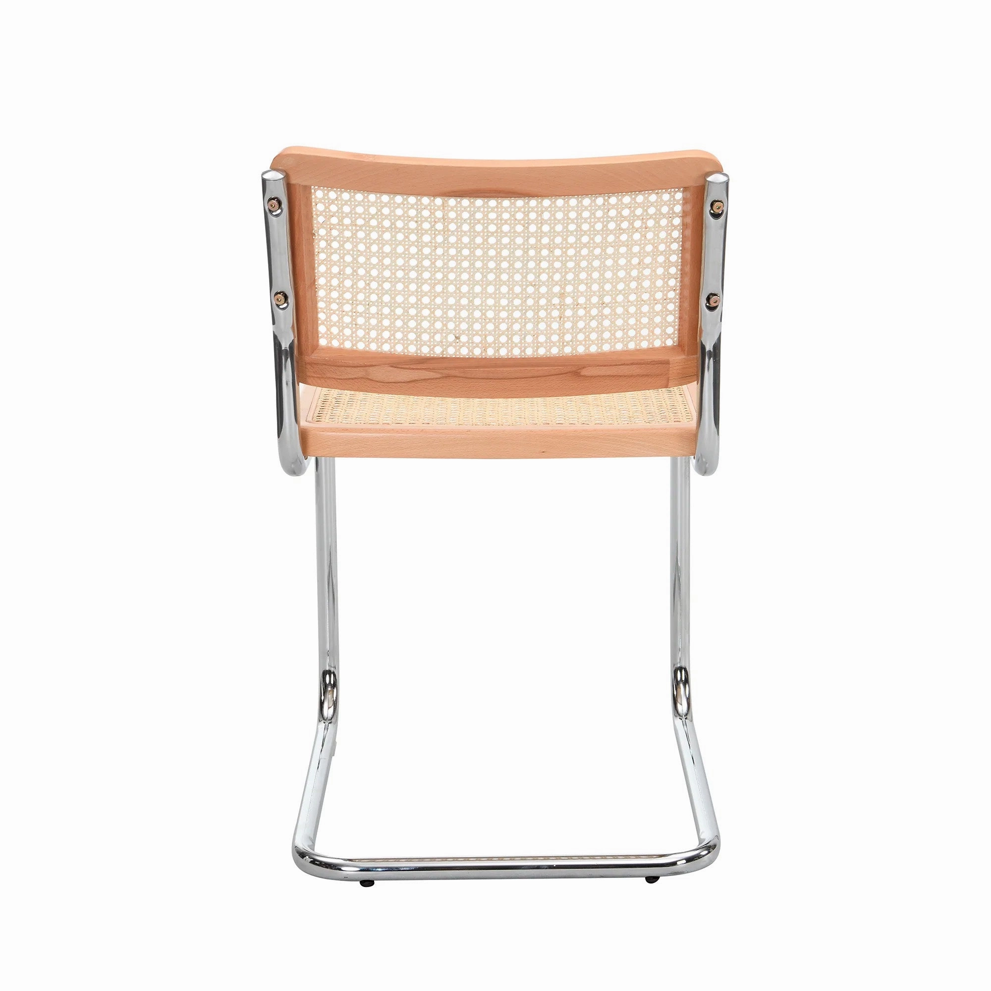 Cosenza Pair of 2 Dining Chairs, Cane & Chrome (Natural)