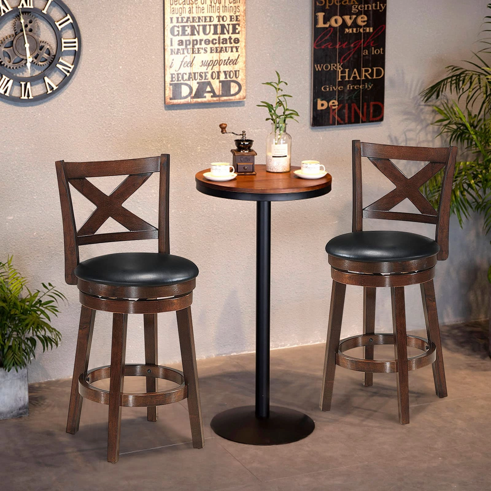 Counter Height Dining Chair, Fabric Upholstered 360 Degree Swivel, PVC Cushioned Seat, Perfect for Dining and Living Room