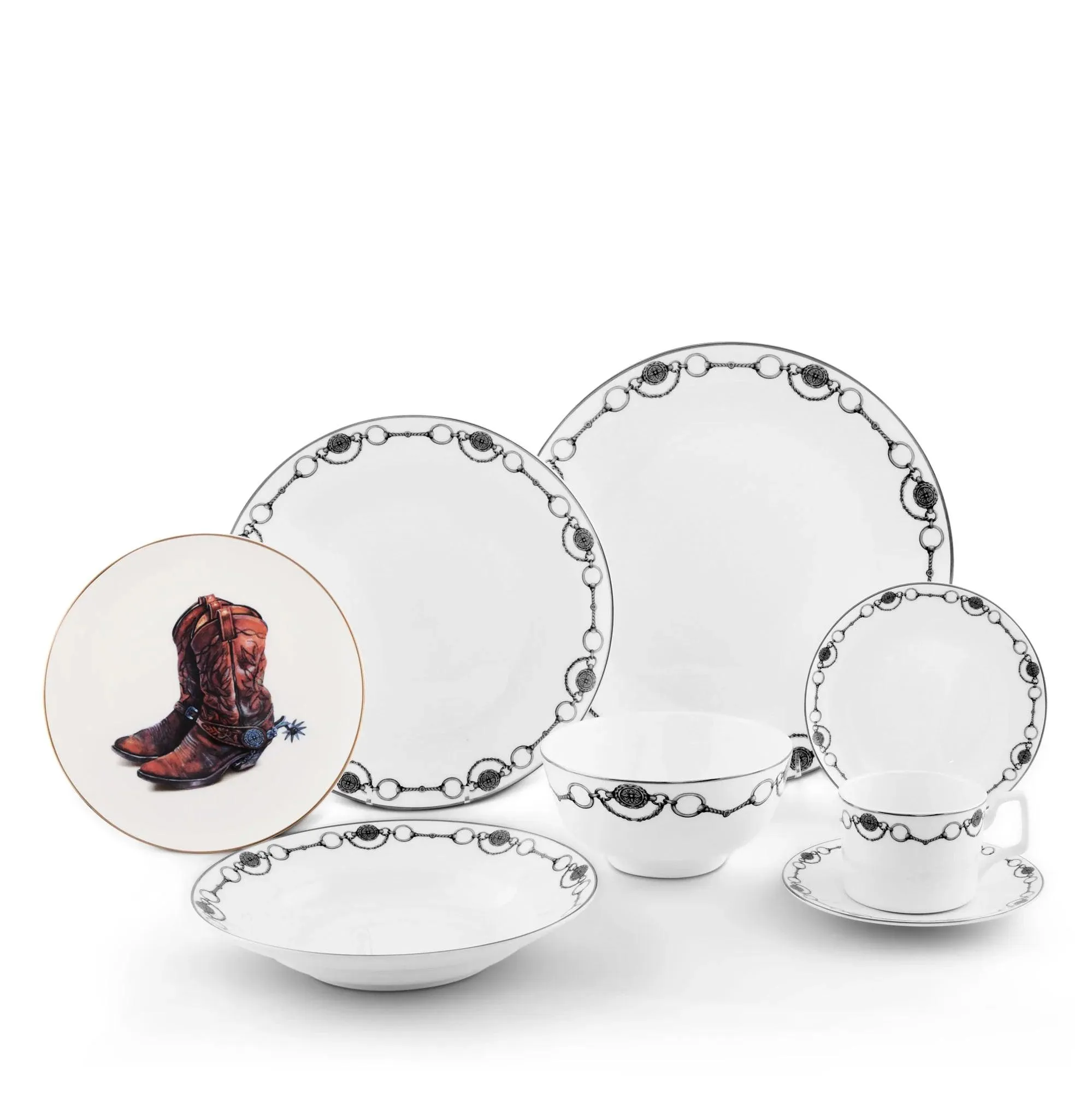 Cowboy Boots Bone China Plate