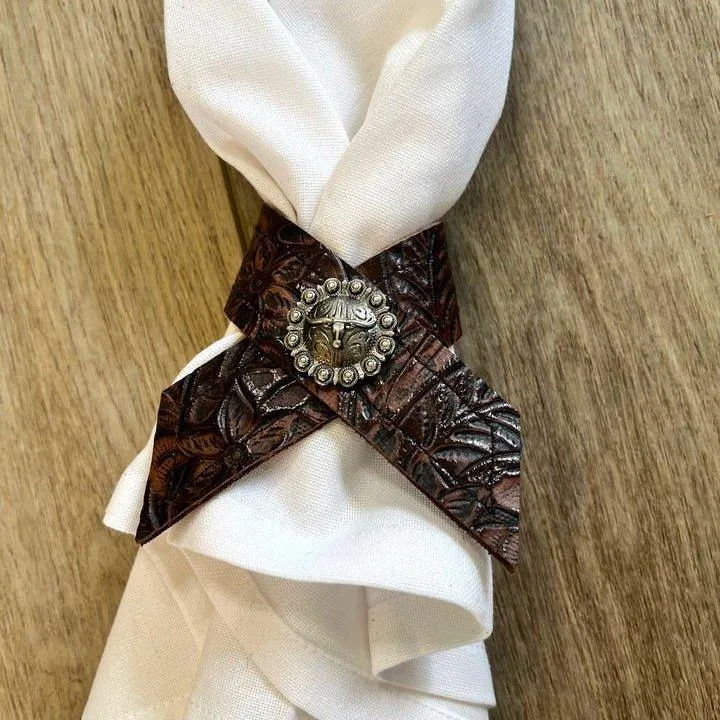 Cowboy Tool Leather Napkin Rings 4-pc