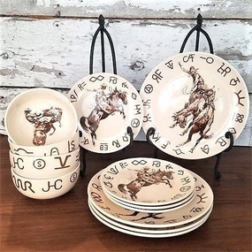 Cowboy Bronc & Brands Dinnerware toilet seat cover, slow close seat