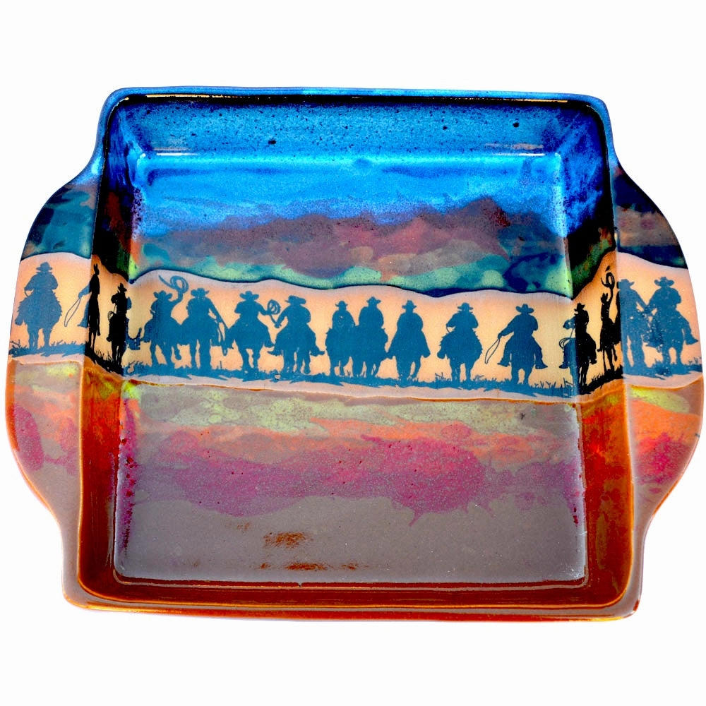 Cowboy Posse Ceramic Brownie Pan baking dish, nonstick cookware