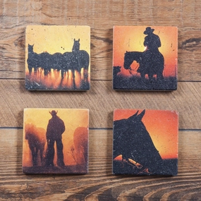 Cowboy Sunset Coaster Set toilet seat cover, slow close seat