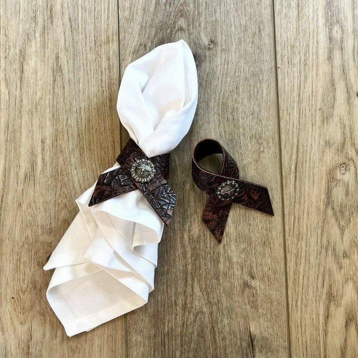 Cowboy Tool Leather Napkin Rings 4-pc