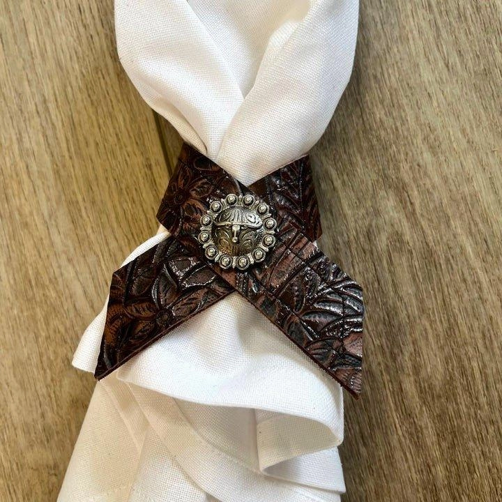 Cowboy Tool Leather Napkin Rings 4-pc