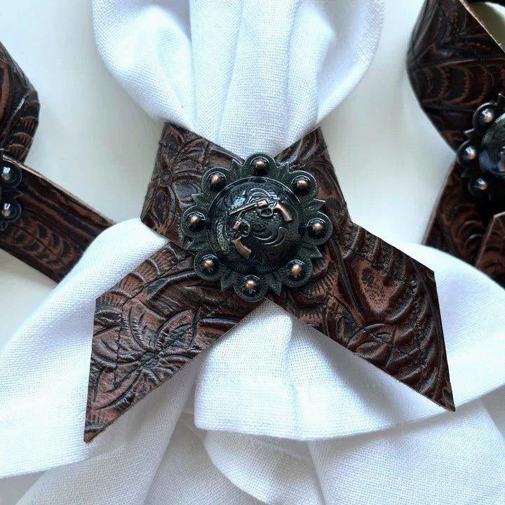 Cowboy Tool Leather Napkin Rings 4-pc
