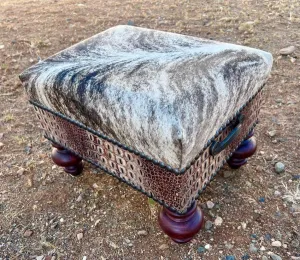 Cowhide & Croc Leather Ottoman vanity mirror, wall mirror