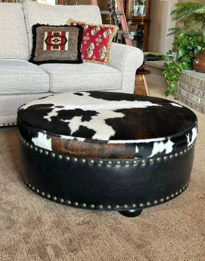 Cowhide & Distressed Black Chocolate Leather Ottoman gaming chair, computer chair