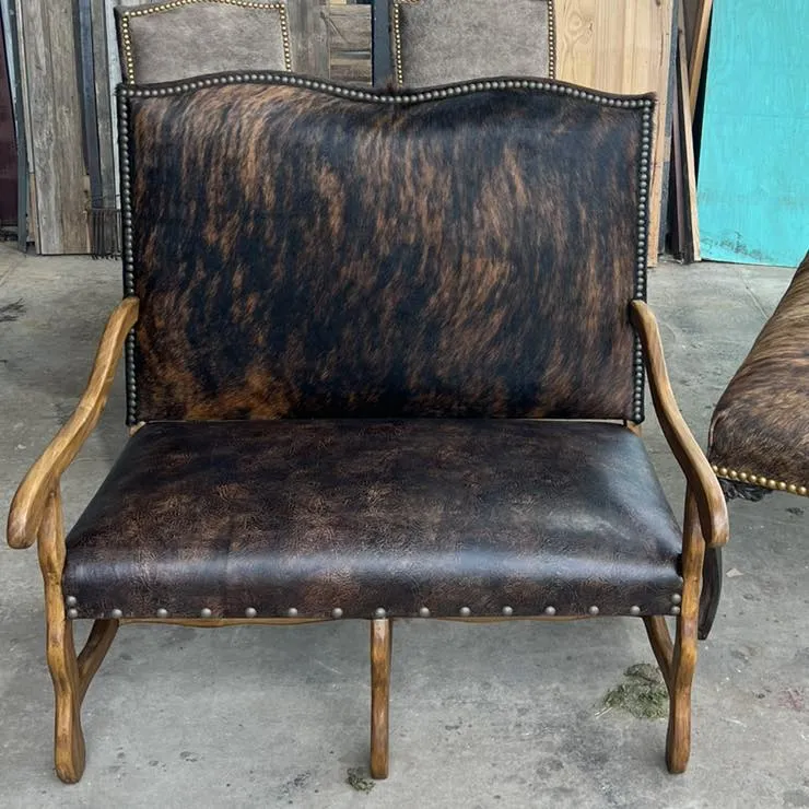 Cowhide & Leather Regency Settee Love Seat