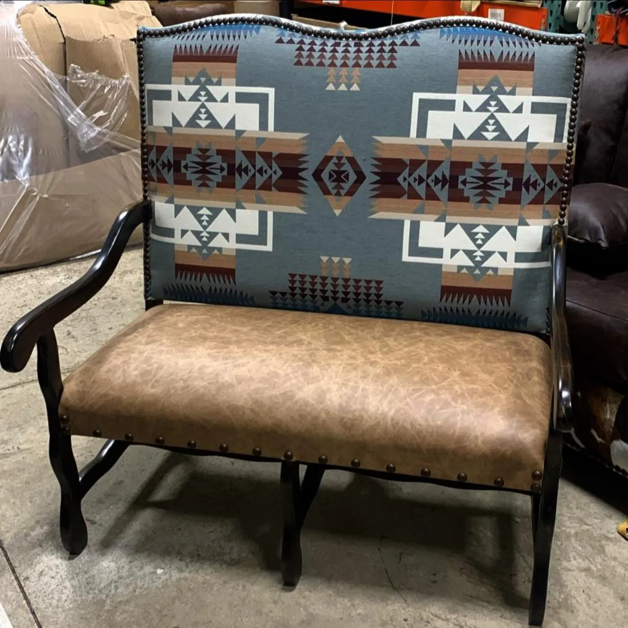 Cowhide & Leather Regency Settee Love Seat