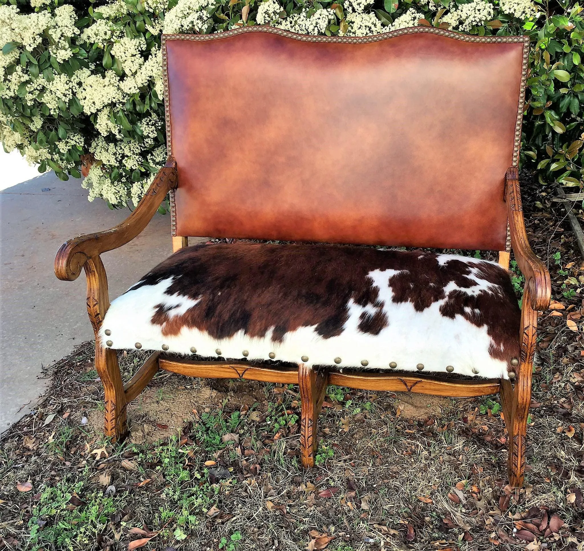 Cowhide & Leather Regency Settee Love Seat