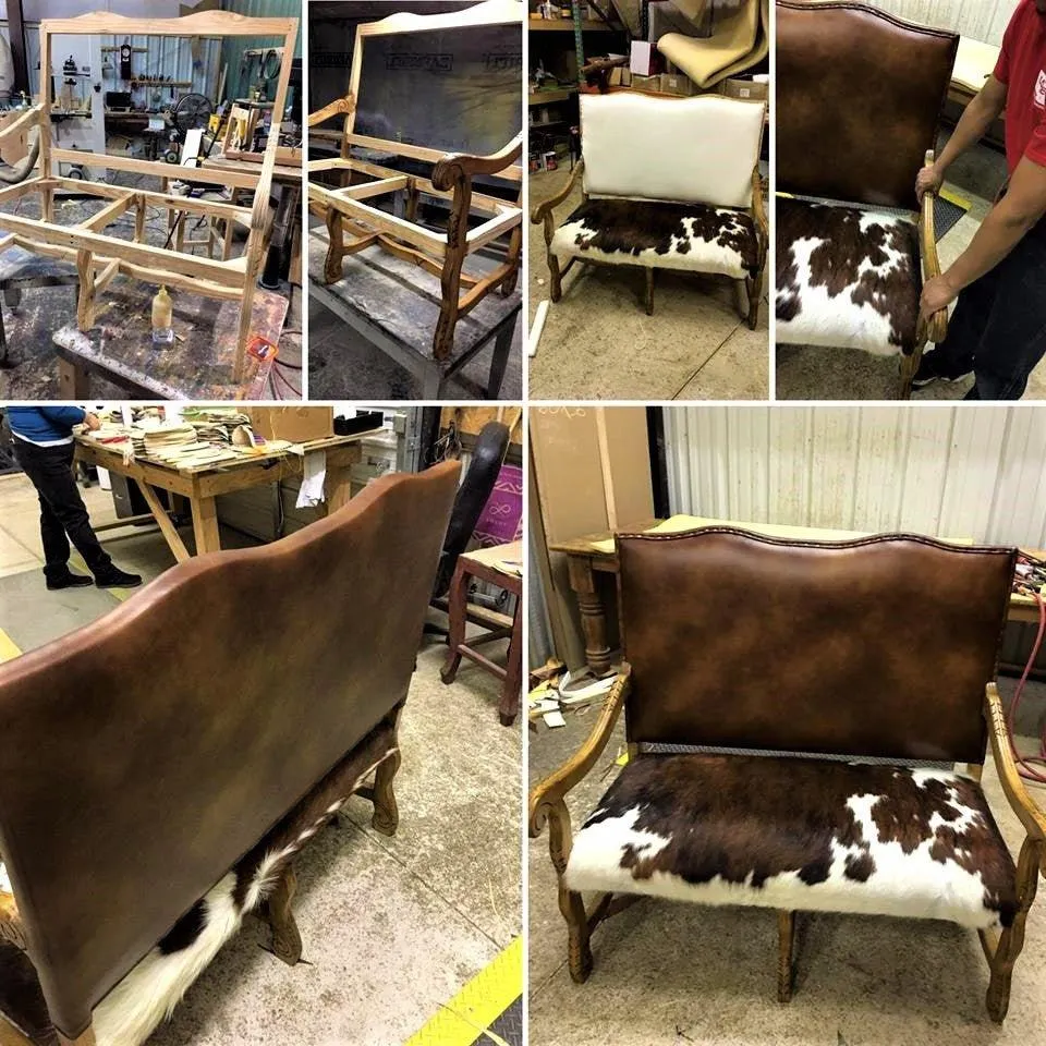 Cowhide & Leather Regency Settee Love Seat