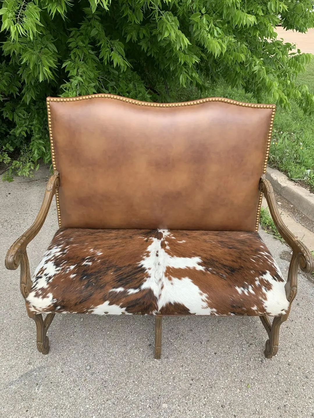 Cowhide & Leather Regency Settee Love Seat