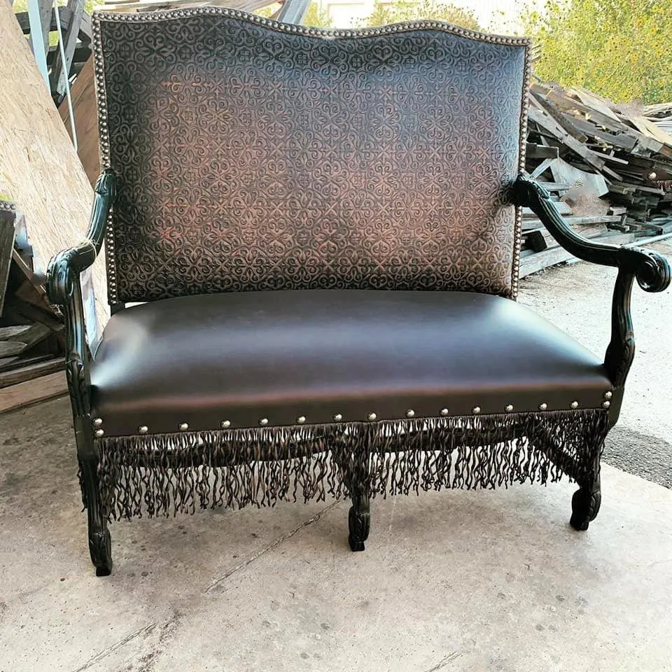 Cowhide & Leather Regency Settee Love Seat