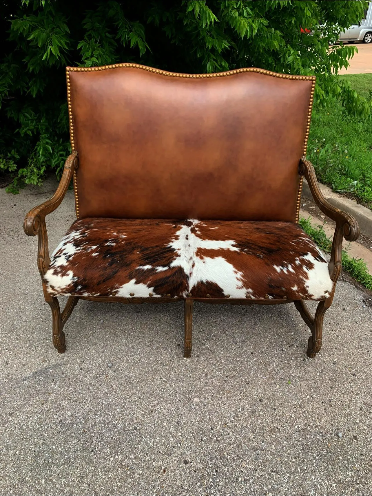 Cowhide & Leather Regency Settee Love Seat