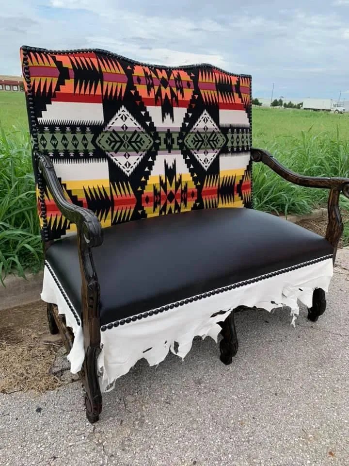 Cowhide & Leather Regency Settee Love Seat