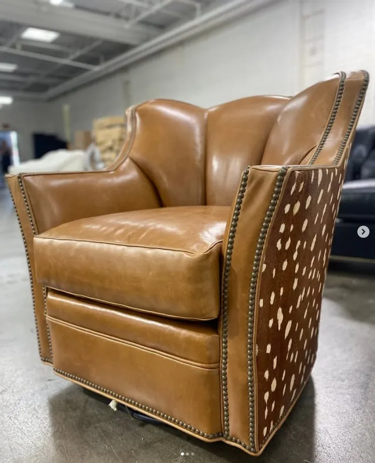 Cowhide & Leather Swivel Chair