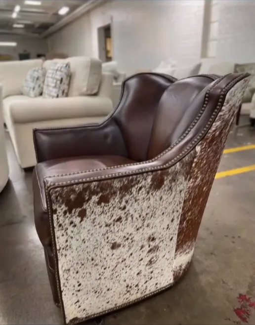 Cowhide & Leather Swivel Chair