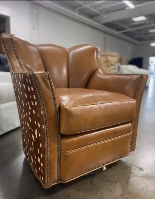 Cowhide & Leather Swivel Chair