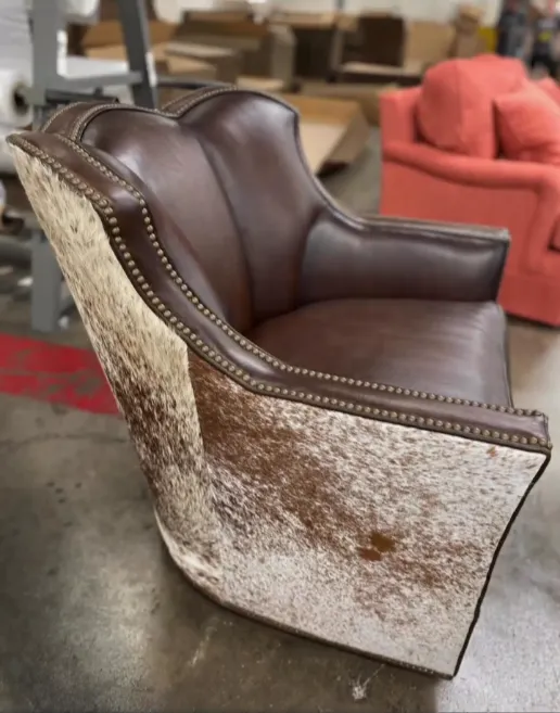 Cowhide & Leather Swivel Chair