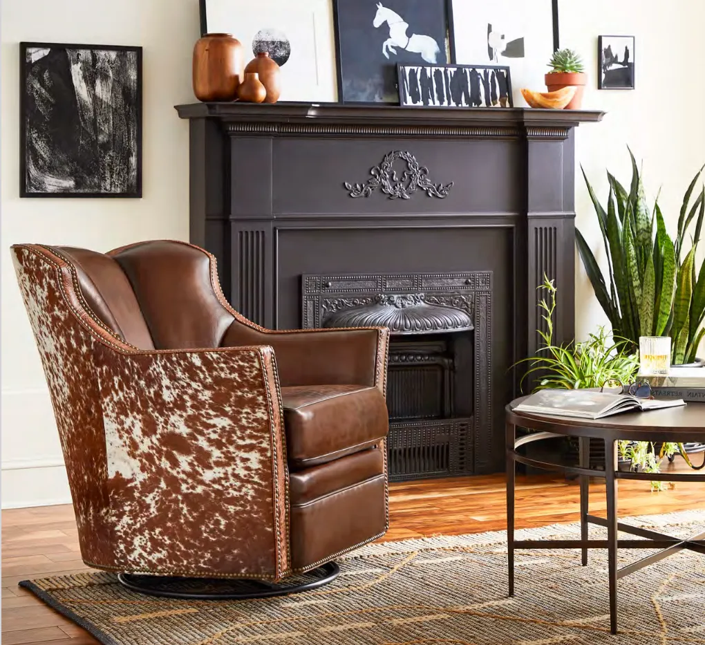 Cowhide & Leather Swivel Chair