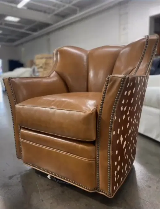 Cowhide & Leather Swivel Chair
