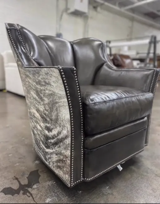 Cowhide & Leather Swivel Chair