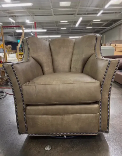Cowhide & Leather Swivel Chair