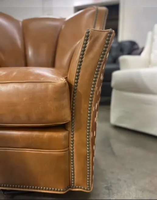 Cowhide & Leather Swivel Chair