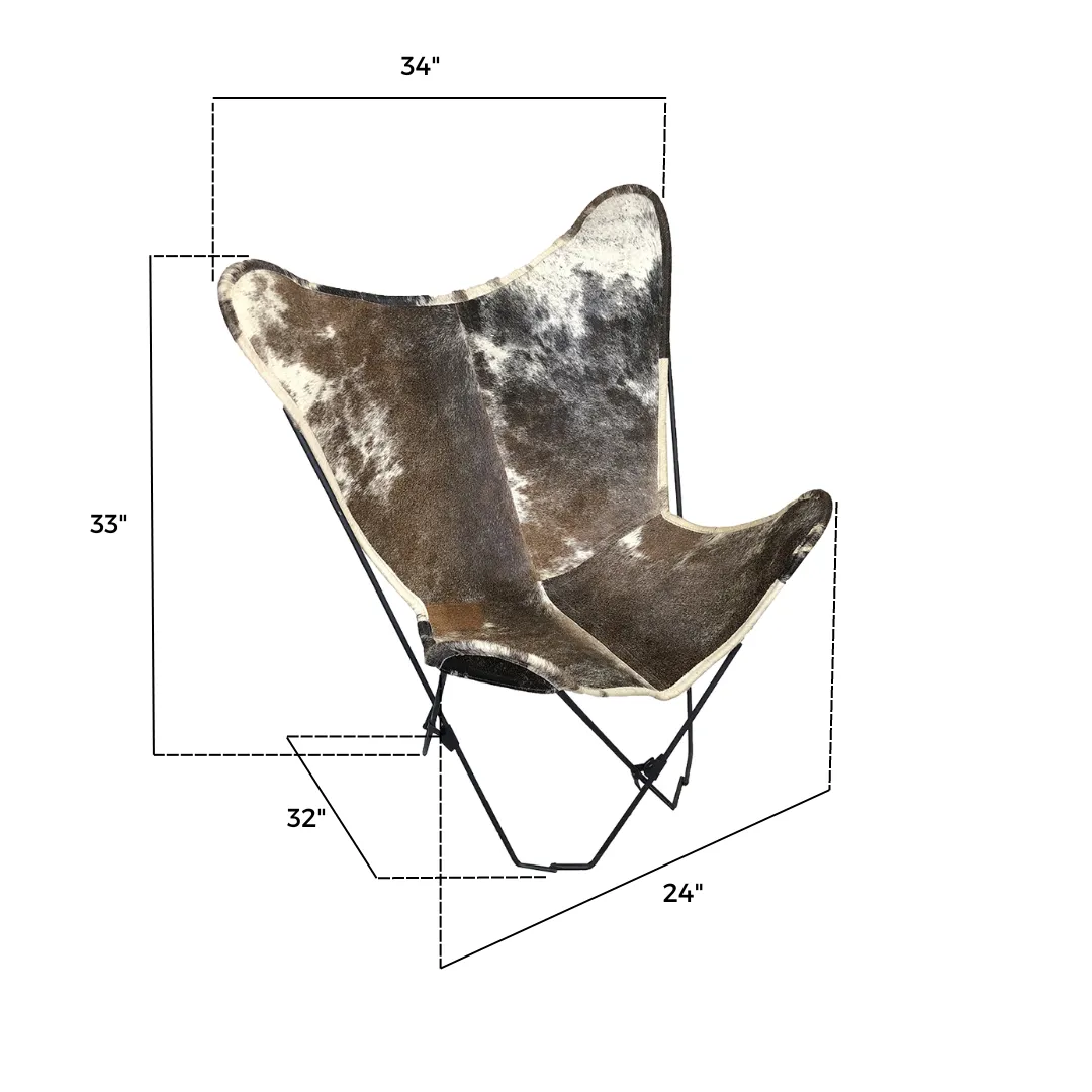 Cowhide Grey Butterfly Chair