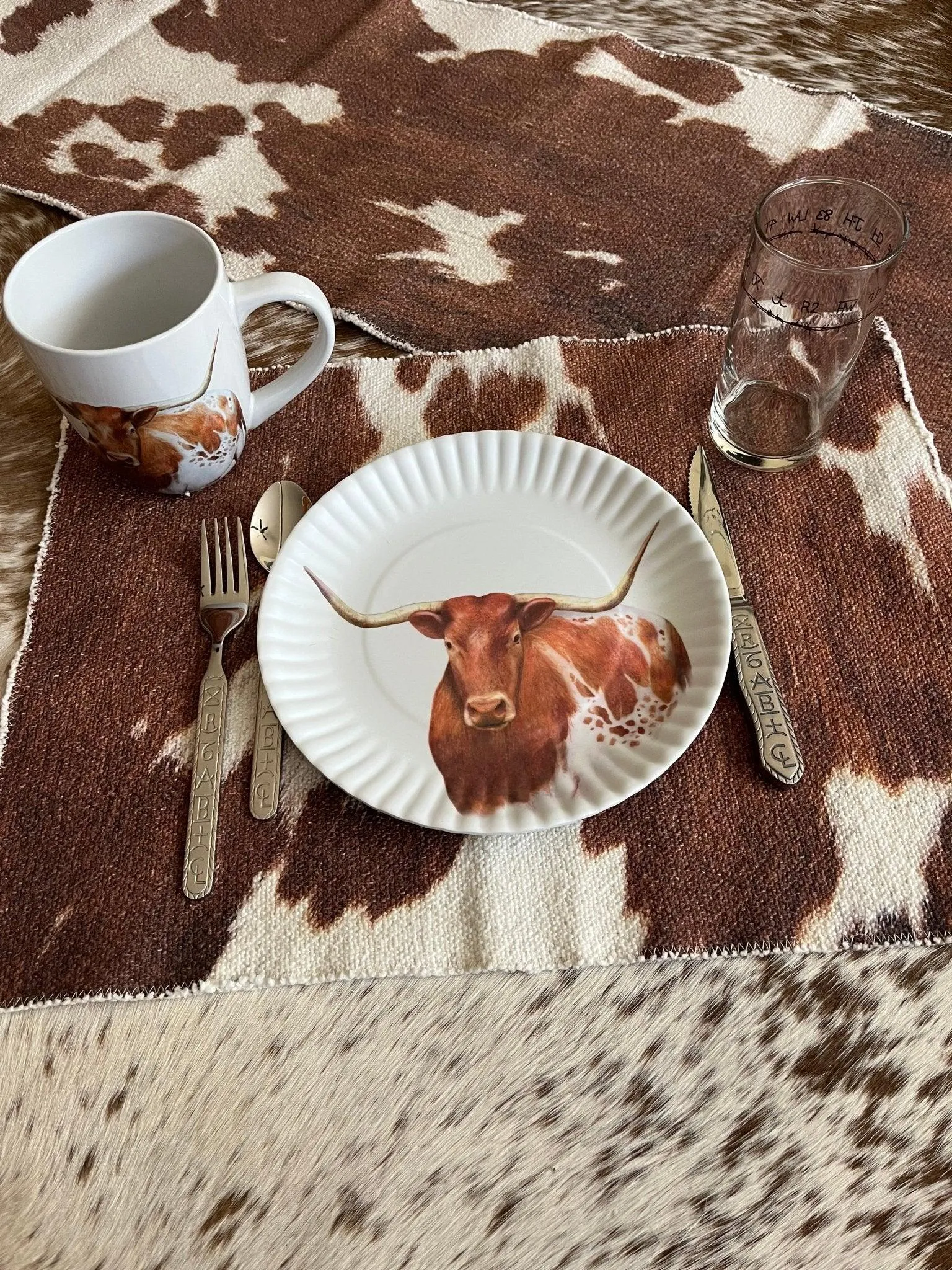 Cowhide Print Table Linens
